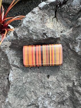 Paul Smith Multicolor Stripe Leather Key Holder Wallet Genuine Leather